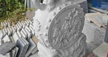 梅州芝麻白抱鼓石 庭院抱鼓石