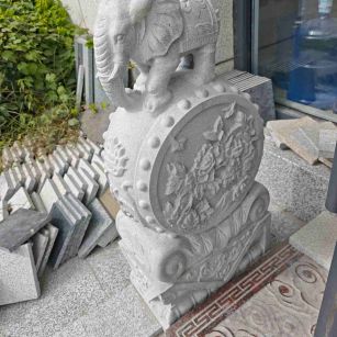 梅州芝麻白抱鼓石 庭院抱鼓石